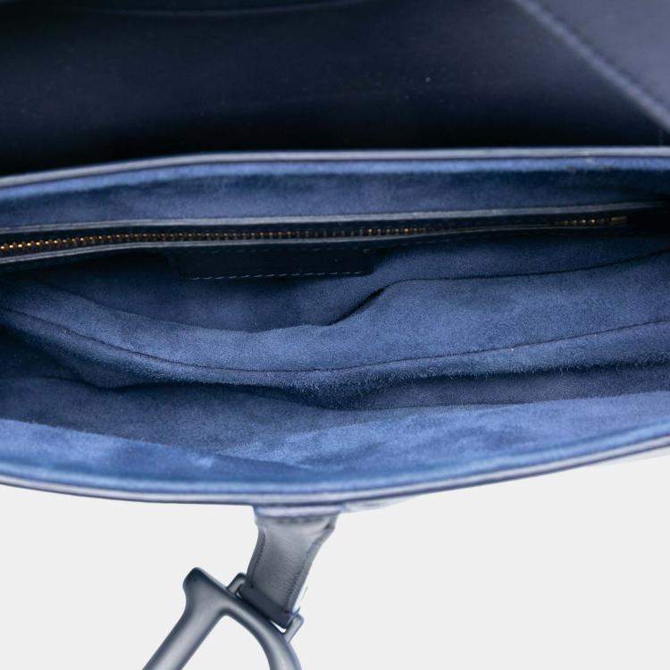 Pre Owned Dior Blue Ultra Matte Calfskin Saddle Bag