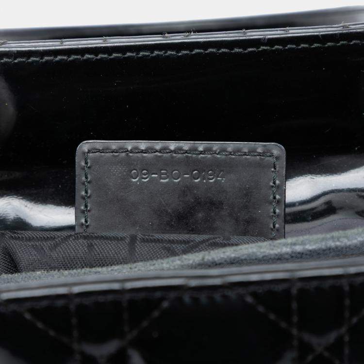 Pre Owned Dior Black Medium Patent Cannage Lady Dior