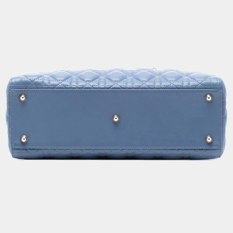 Pre Owned Dior Blue Large Lambskin Cannage Lady Dior