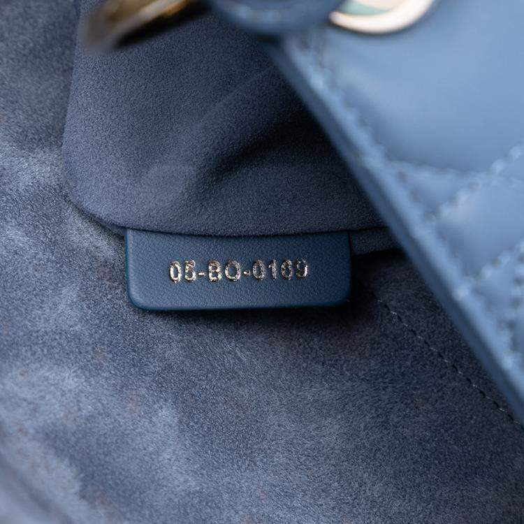 Pre Owned Dior Blue Large Lambskin Cannage Lady Dior