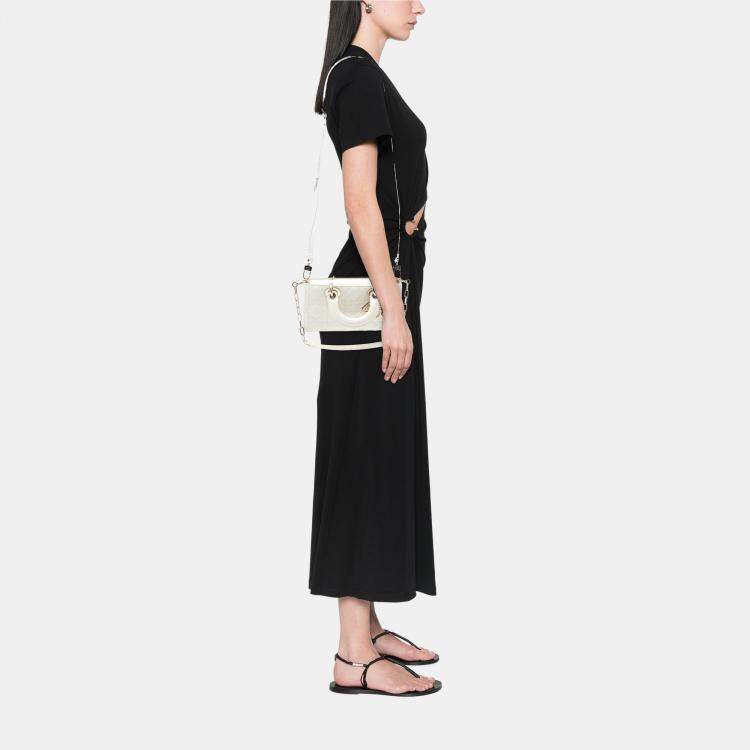 Pre Owned Dior White Small Patent Cannage Lady D Joy