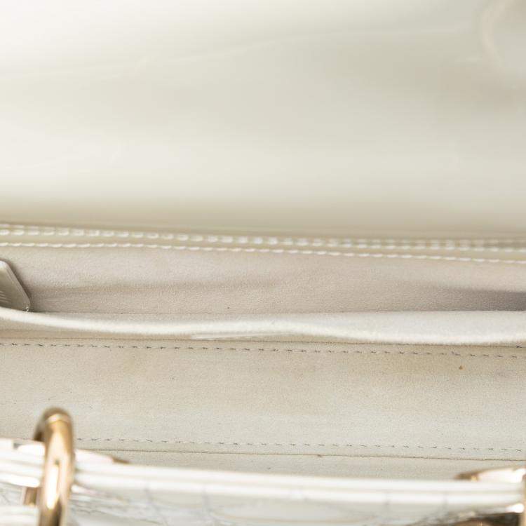 Pre Owned Dior White Small Patent Cannage Lady D Joy