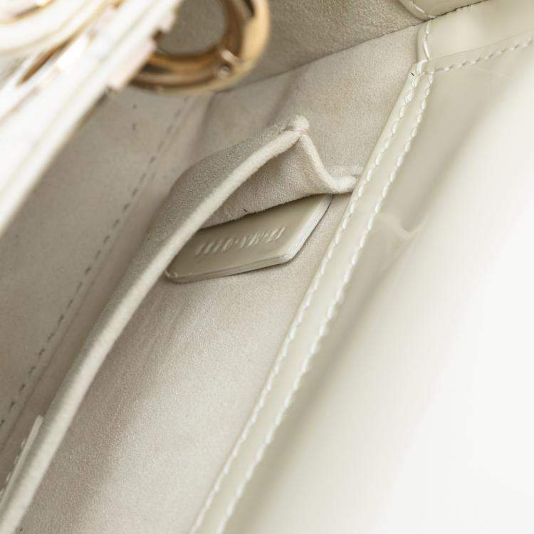 Pre Owned Dior White Small Patent Cannage Lady D Joy