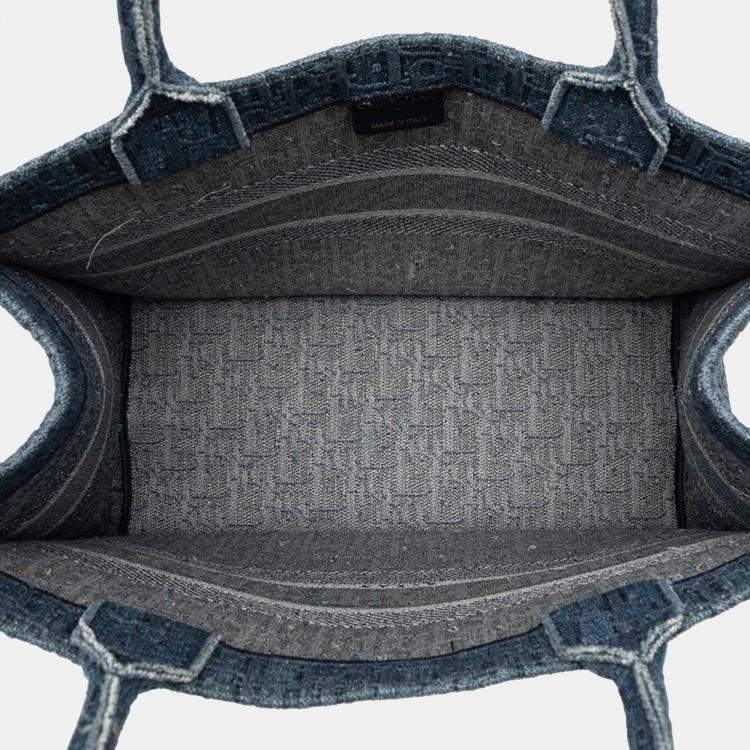 Pre Owned Dior Blue Medium Oblique Denim Book Tote