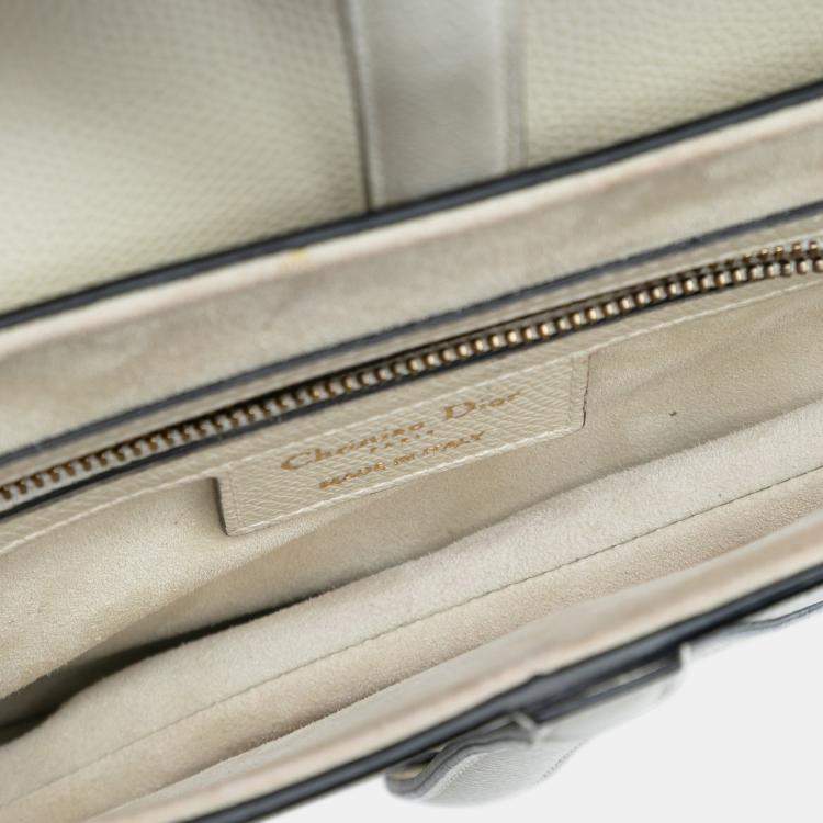 Pre Owned Dior White Grained Calfskin Saddle Bag