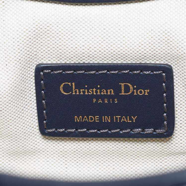 Pre Owned Dior Navy Blue Oblique Canvas and Leather Fold Over Clutch