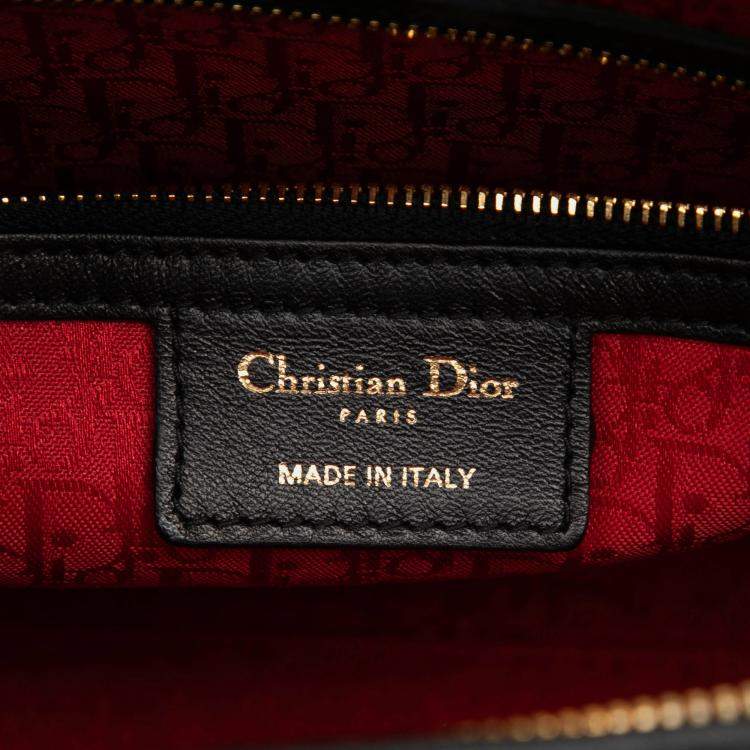 Pre Owned Dior Black Large Lambskin Cannage Lady Dior