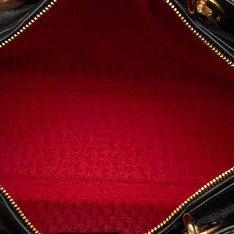 Pre Owned Dior Black Large Lambskin Cannage Lady Dior