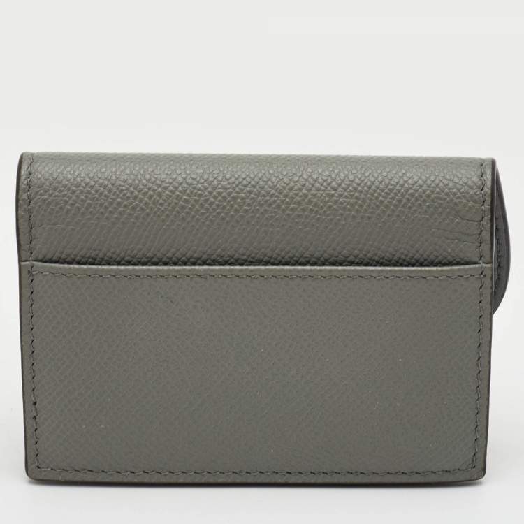 Pre Owned Dior Saddle Grey Leather Card Holder
