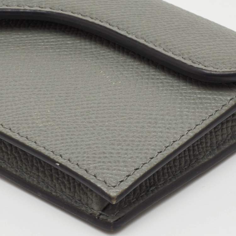 Pre Owned Dior Saddle Grey Leather Card Holder