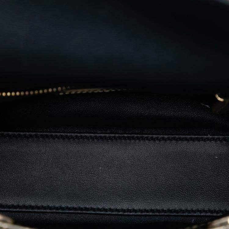 Pre Owned Dior Gold Mini Metallic Patent Microcannage Lady Dior