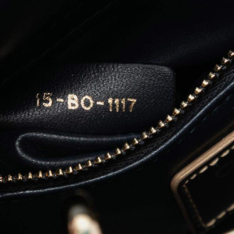 Pre Owned Dior Gold Mini Metallic Patent Microcannage Lady Dior