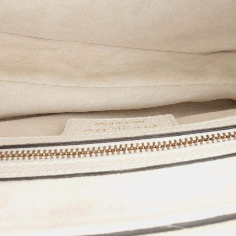 Pre Owned Dior White Grained Calfskin Saddle Bag