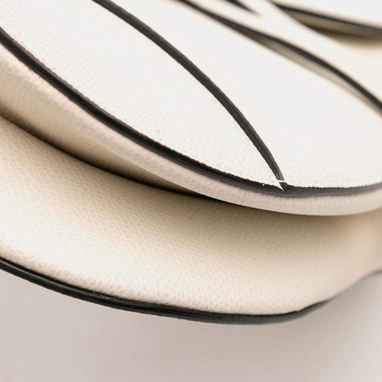 Pre Owned Dior White Grained Calfskin Saddle Bag