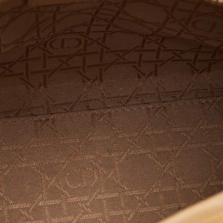 Pre Owned Dior Lady Dior Large Beige Cannage Patent Leather Tote