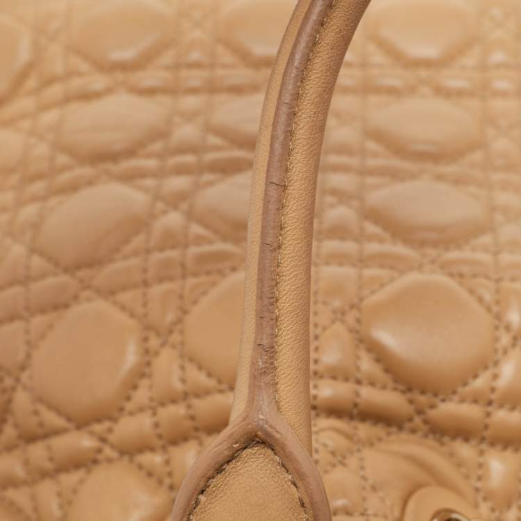 Pre Owned Dior Chri Chri Beige Cannage Leather Tote