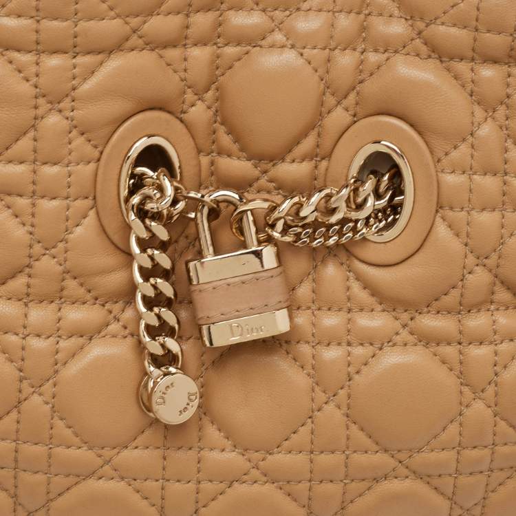 Pre Owned Dior Chri Chri Beige Cannage Leather Tote