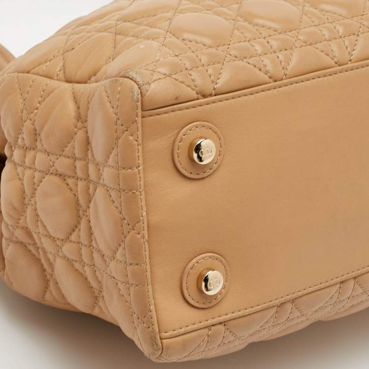 Pre Owned Dior Chri Chri Beige Cannage Leather Tote