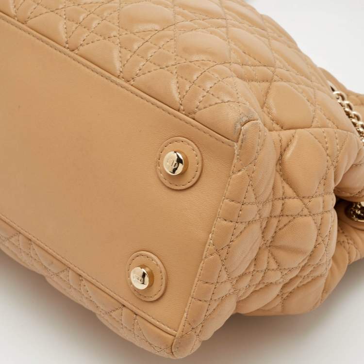 Pre Owned Dior Chri Chri Beige Cannage Leather Tote