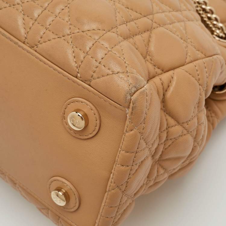 Pre Owned Dior Chri Chri Beige Cannage Leather Tote