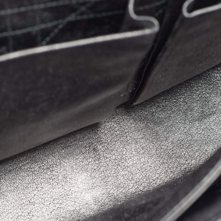 Pre Owned Dior Miss Dior Flap Medium Metallic Grey Python Flap Bag