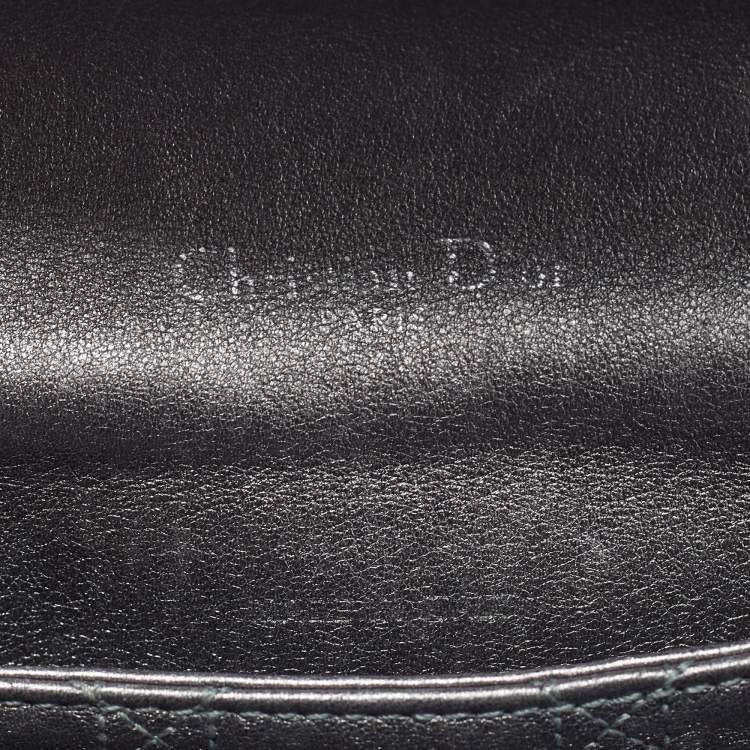 Pre Owned Dior Miss Dior Flap Medium Metallic Grey Python Flap Bag