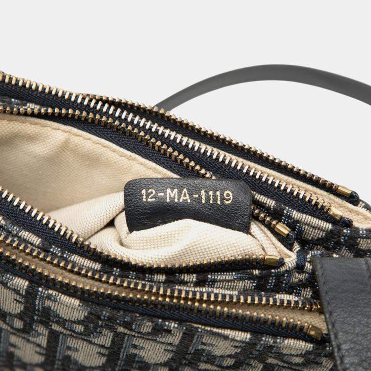 Pre Owned Dior Blue Oblique Canvas Saddle Triple Zip Crossbody