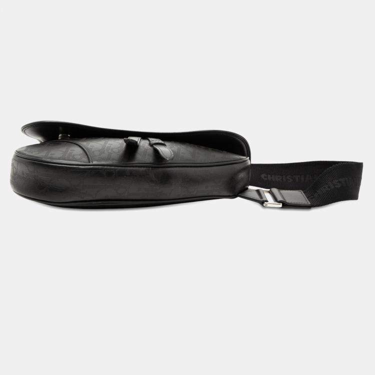 مملوكة مسبقًا Dior Black Oblique Perforated Calfskin Galaxy Saddle Bag