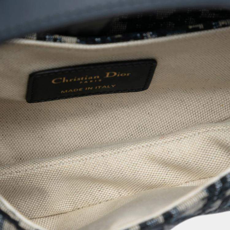 Pre Owned Dior Blue Mini Oblique Canvas Saddle Bag