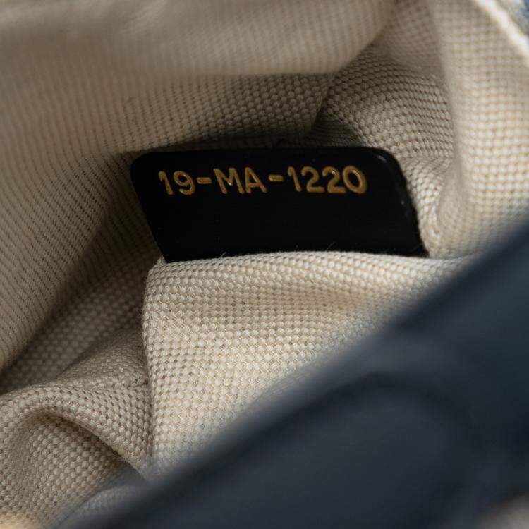 Pre Owned Dior Blue Mini Oblique Canvas Saddle Bag