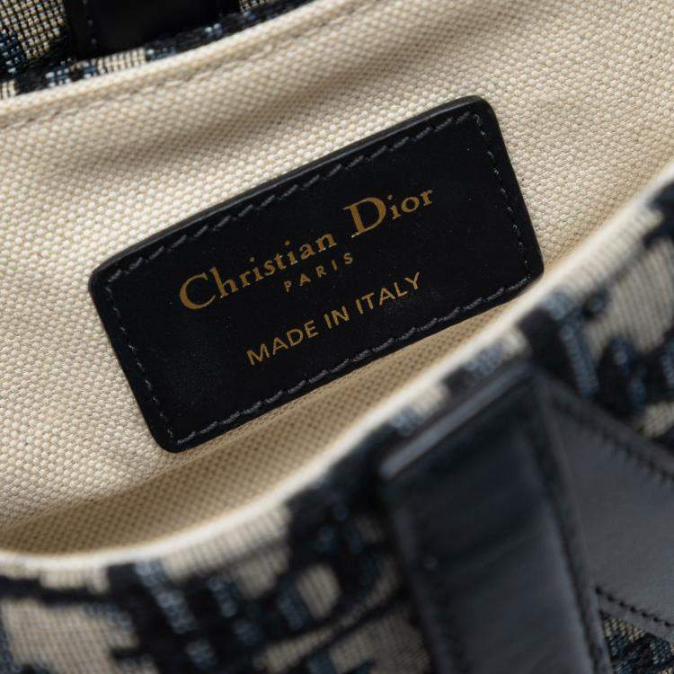 Pre Owned Dior Blue Mini Oblique Canvas Saddle Bag