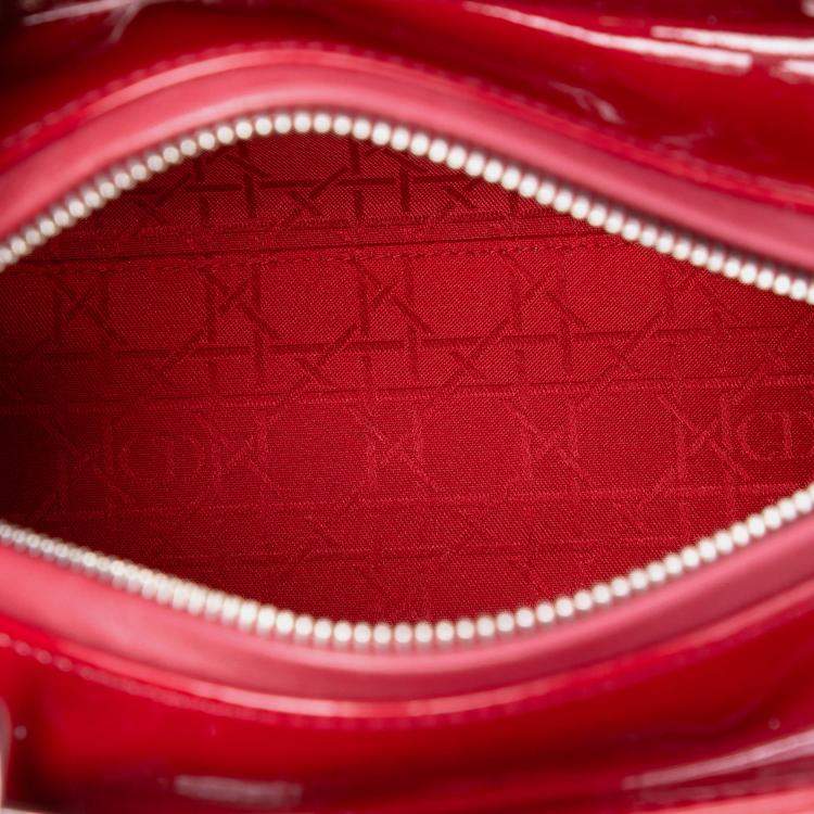 Pre Owned Dior Red Medium Patent Cannage Lady Dior