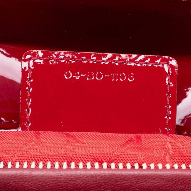 Pre Owned Dior Red Medium Patent Cannage Lady Dior