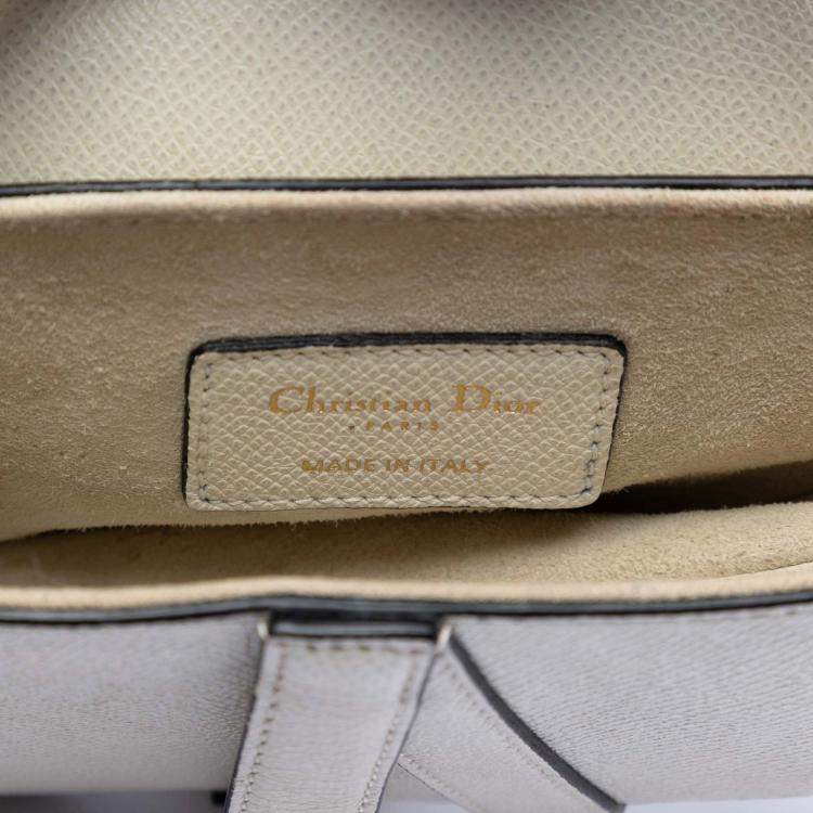 Pre Owned Dior White Mini Grained Calfskin Saddle Bag