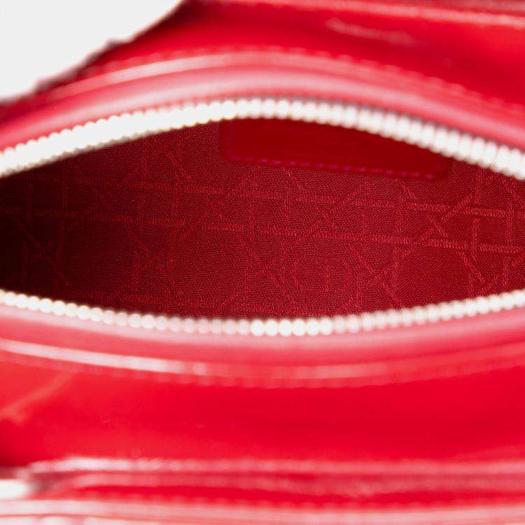 Pre Owned Dior Red Medium Patent Cannage Lady Dior