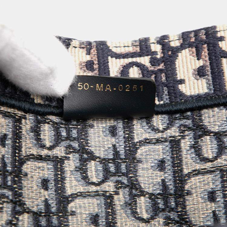Pre Owned Dior Blue Medium Oblique Embroidered Canvas Book Tote