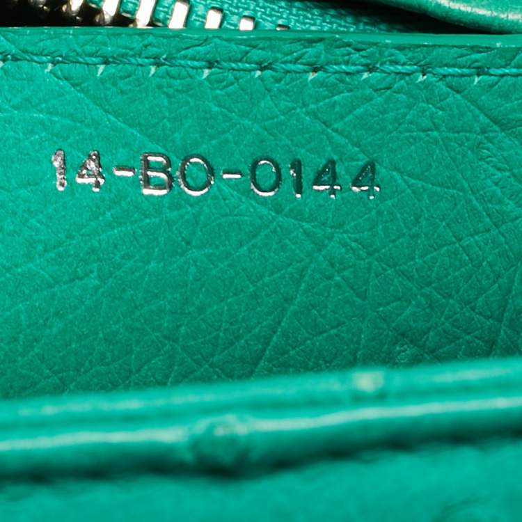 Pre Owned Dior Lady Dior Medium Green Ostrich Leather Tote