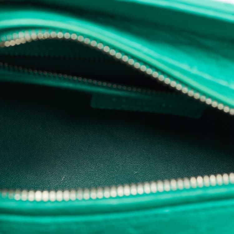 Pre Owned Dior Lady Dior Medium Green Ostrich Leather Tote