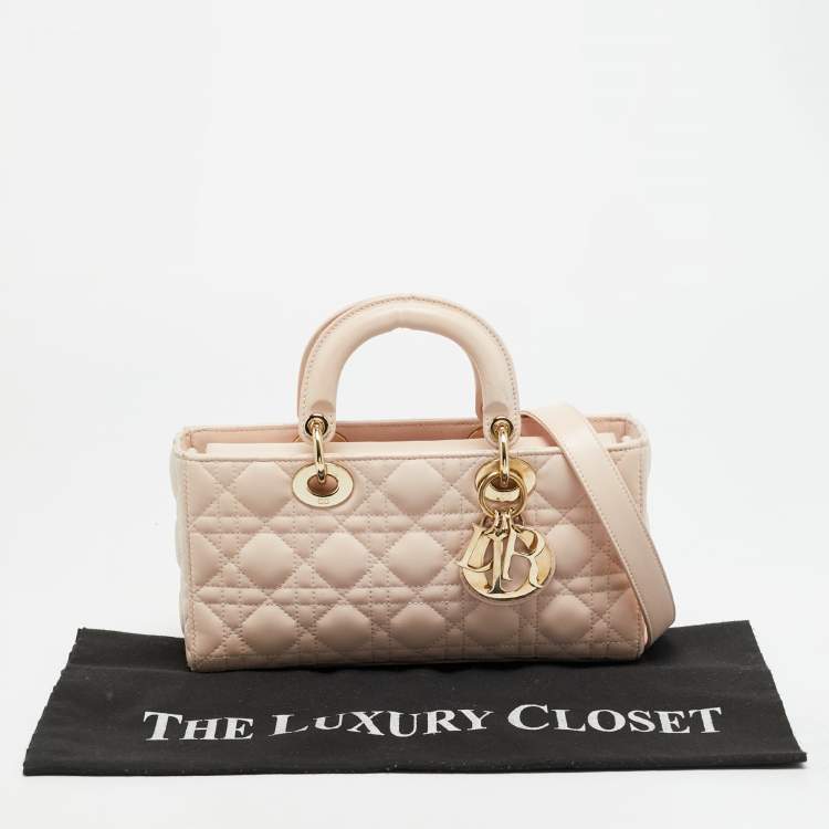 Pre Owned Dior Lady D-Joy Medium Light Pink Cannage Leather Tote