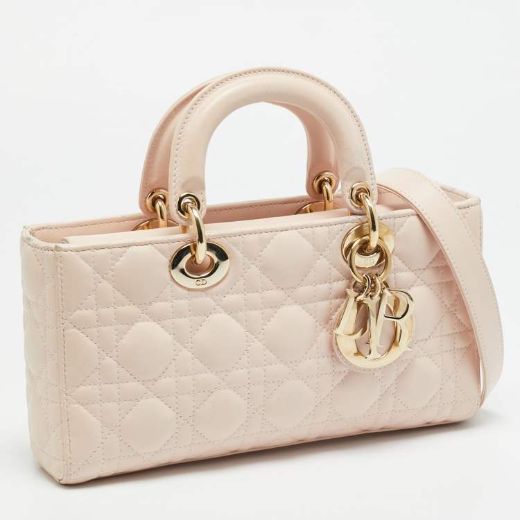 Pre Owned Dior Lady D-Joy Medium Light Pink Cannage Leather Tote