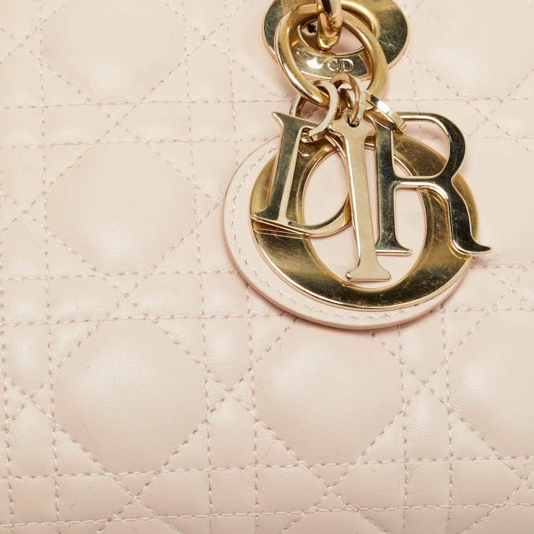 Pre Owned Dior Lady D-Joy Medium Light Pink Cannage Leather Tote