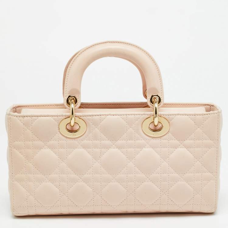 Pre Owned Dior Lady D-Joy Medium Light Pink Cannage Leather Tote