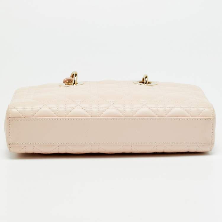 Pre Owned Dior Lady D-Joy Medium Light Pink Cannage Leather Tote