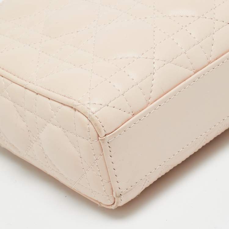 Pre Owned Dior Lady D-Joy Medium Light Pink Cannage Leather Tote