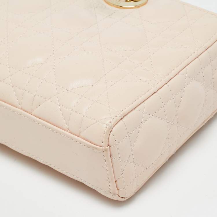 Pre Owned Dior Lady D-Joy Medium Light Pink Cannage Leather Tote