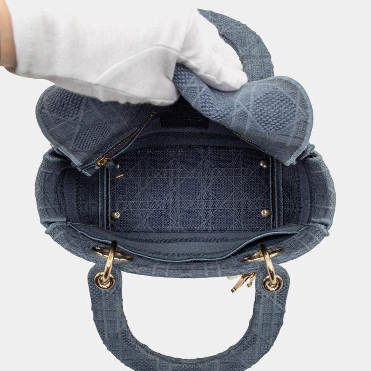 Pre Owned Dior Blue Medium Canvas Cannage Lady D Lite