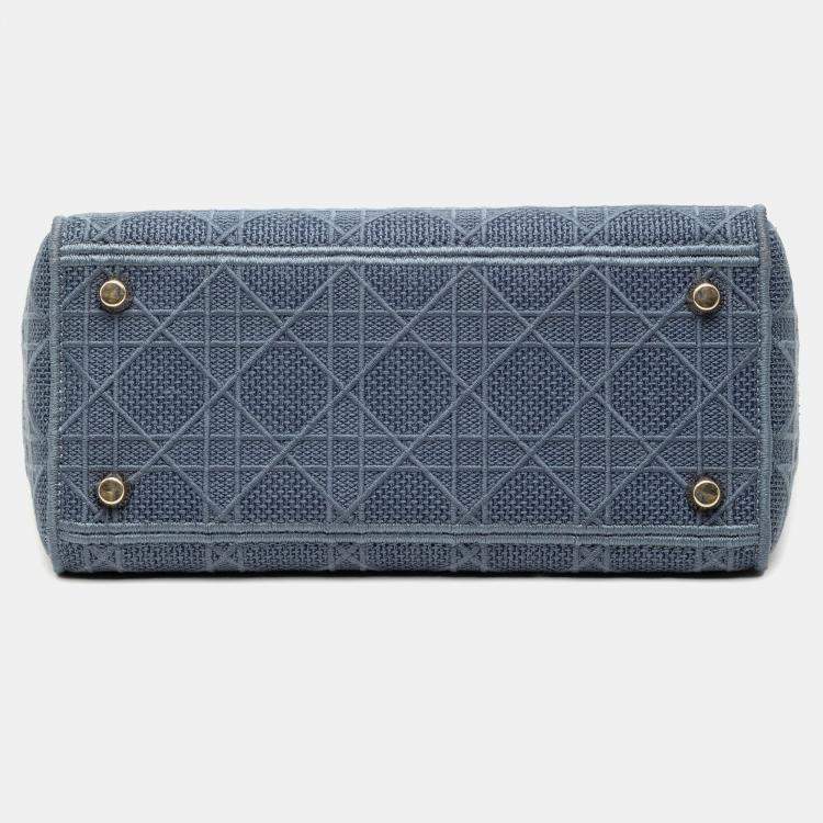 Pre Owned Dior Blue Medium Canvas Cannage Lady D Lite