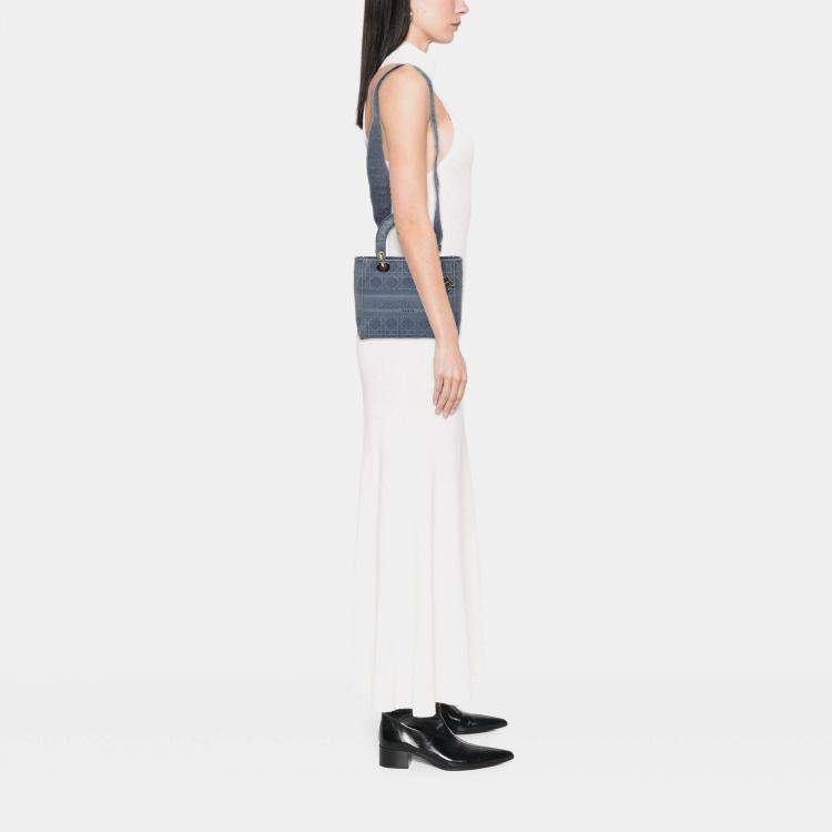 Pre Owned Dior Blue Medium Canvas Cannage Lady D Lite