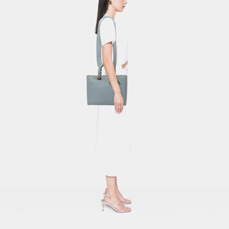 Pre Owned Dior Blue Large Grained Calfskin Lady Dior