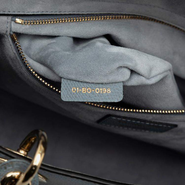 Pre Owned Dior Blue Large Grained Calfskin Lady Dior